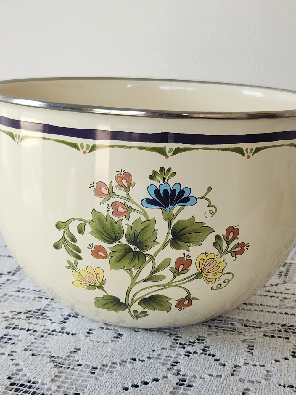 Cream Ceramic Planter with Floral Motif
